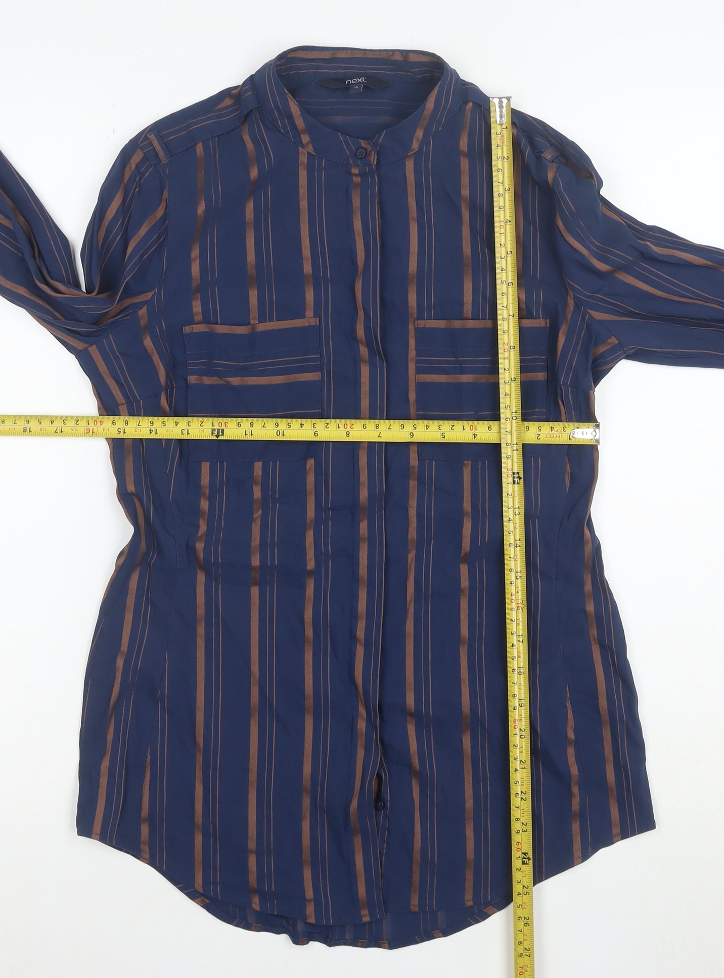 Next Women's Blue Striped Long Sleeve Button-Up Shirt UK 10