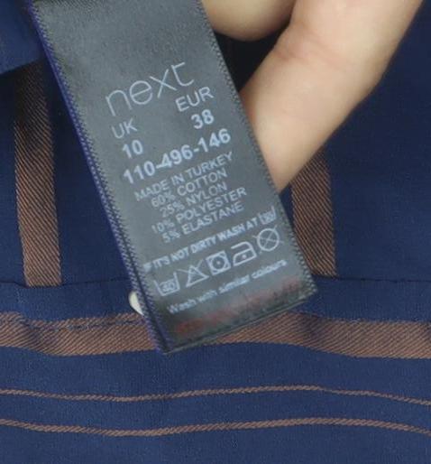 Next Women's Blue Striped Long Sleeve Button-Up Shirt UK 10