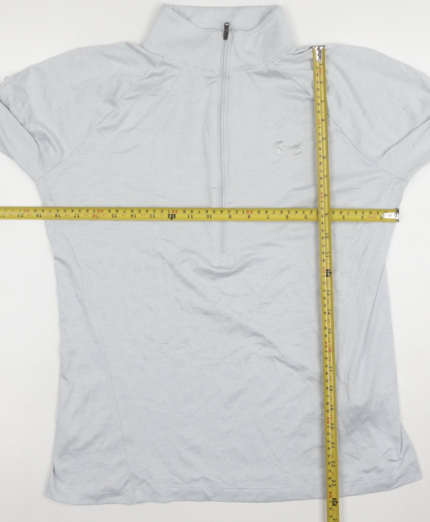 Under Armour Womens Grey Long Sleeve 1/4 Zip Active T-Shirt Size L