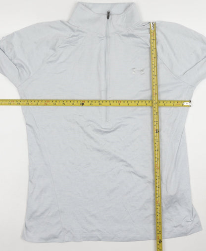 Under Armour Womens Grey Long Sleeve 1/4 Zip Active T-Shirt Size L