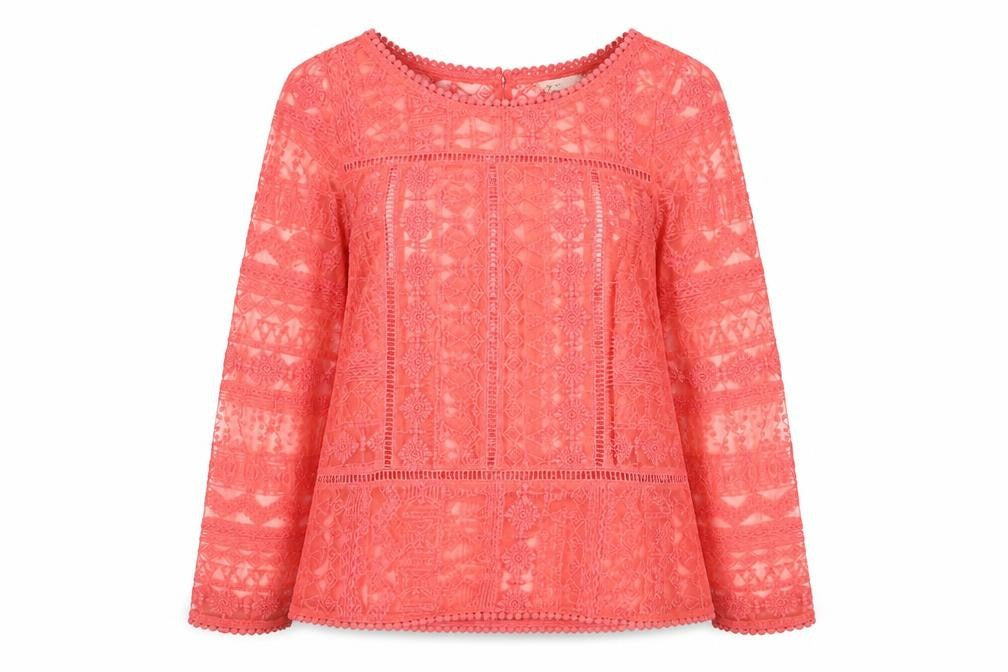 Next Women Pink Lace Long Sleeve Tunic Blouse Size 10