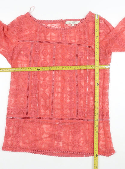 Next Women Pink Lace Long Sleeve Tunic Blouse Size 10