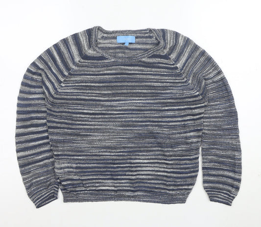 Next Women's Blue Striped Crew Neck Long Sleeve Pullover Jumper Size 10