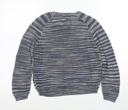 Next Women's Blue Striped Crew Neck Long Sleeve Pullover Jumper Size 10