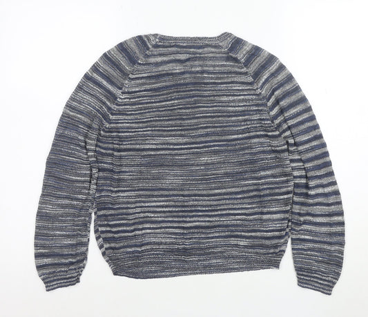 Next Women's Blue Striped Crew Neck Long Sleeve Pullover Jumper Size 10
