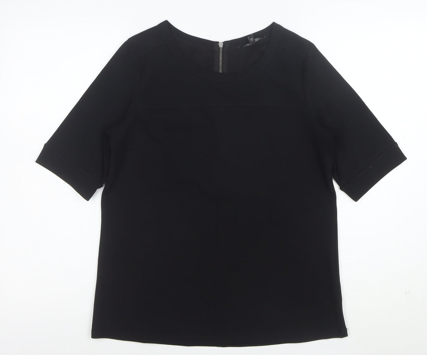 MSA Women’s Black Size 10 Short Sleeve Zip Back Blouse