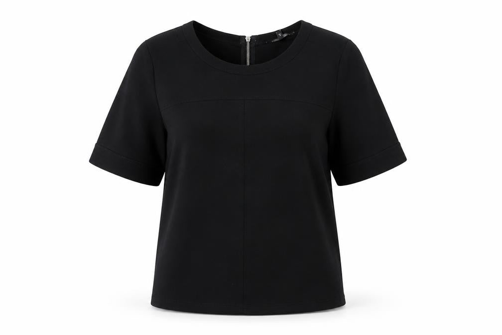 MSA Women’s Black Size 10 Short Sleeve Zip Back Blouse