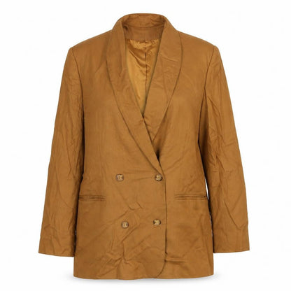 Jones New York Women’s Brown Linen Blend Double-Breasted Blazer Size 12