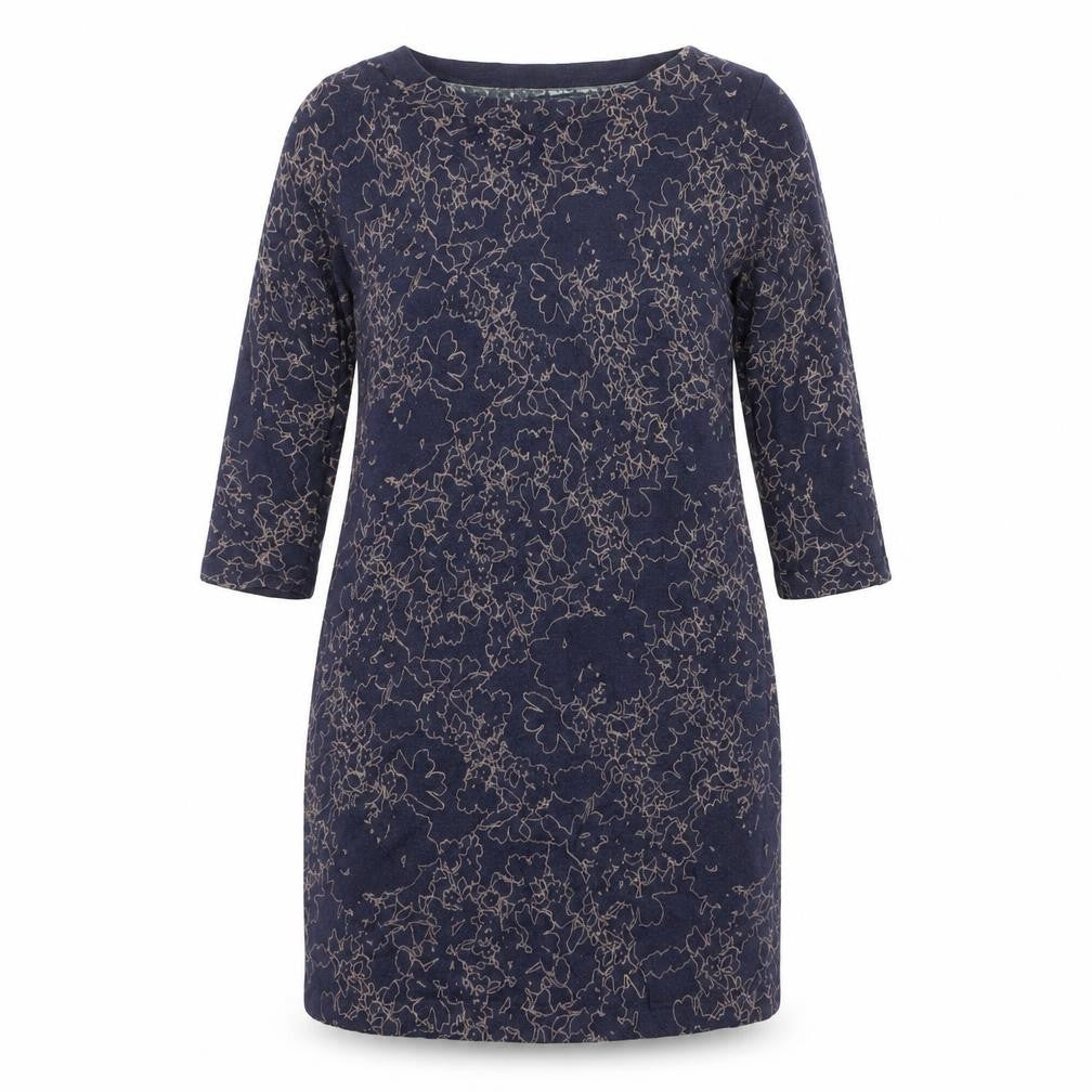 Next Women Blue Floral Shift Dress Size 10 3/4 Sleeve Knit