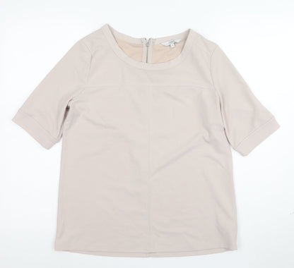 Next Women's Beige Short Sleeve Boat Neck Blouse UK 10