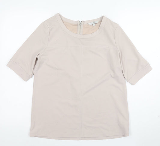 Next Women's Beige Short Sleeve Boat Neck Blouse UK 10