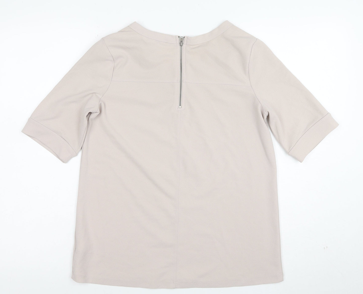Next Women's Beige Short Sleeve Boat Neck Blouse UK 10