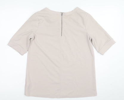 Next Women's Beige Short Sleeve Boat Neck Blouse UK 10