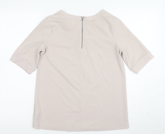 Next Women's Beige Short Sleeve Boat Neck Blouse UK 10