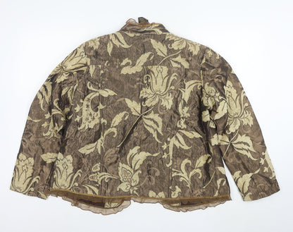 Allure Women's Brown Floral Jacquard Suit Jacket L Regular Fit