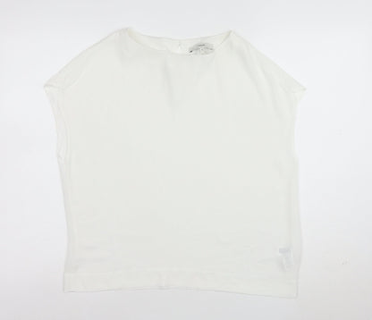 Next Womens White Polyester Boat Neck Short Sleeve Blouse Size 12
