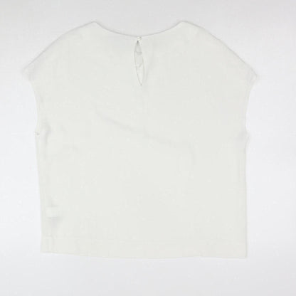 Next Womens White Polyester Boat Neck Short Sleeve Blouse Size 12