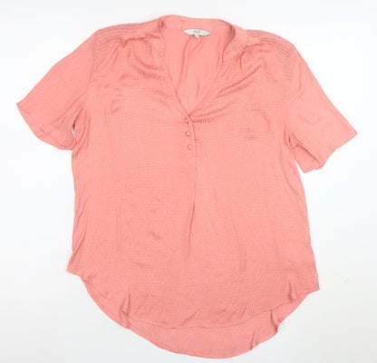 Next Women’s Pink Short Sleeve V-Neck Button Blouse Size 10