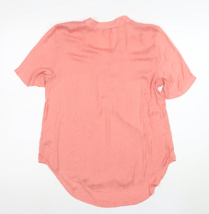 Next Women’s Pink Short Sleeve V-Neck Button Blouse Size 10