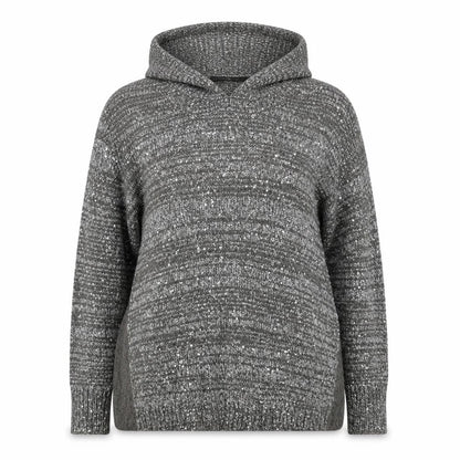 Next Women’s Grey Sequin Wool Blend Hooded Cowl Neck Jumper Size 10
