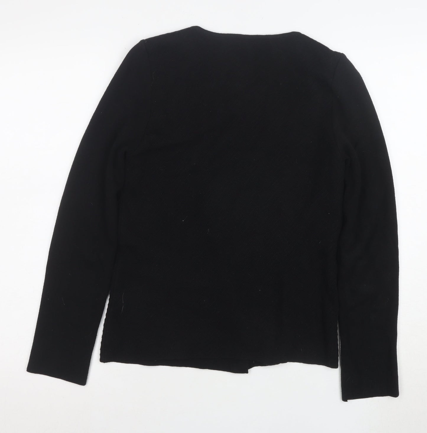 Marks and Spencer Womens Black Biker Jacket Size 8 Zip Pockets Knit