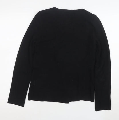 Marks and Spencer Womens Black Biker Jacket Size 8 Zip Pockets Knit