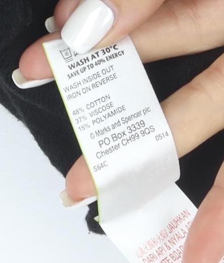 Marks and Spencer Womens Black Biker Jacket Size 8 Zip Pockets Knit