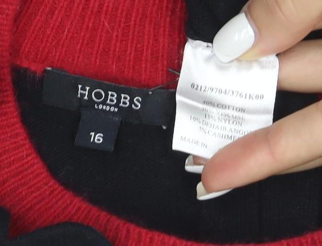 Hobbs Women’s Black Wool Angora Cashmere Pullover Jumper Size 16