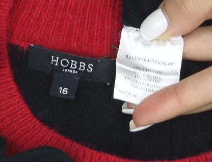 Hobbs Women’s Black Wool Angora Cashmere Pullover Jumper Size 16