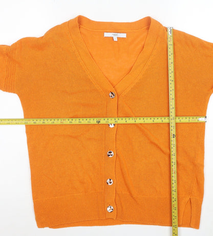 Next Women’s Orange V-Neck Long Sleeve Linen Blend Cardigan Size S