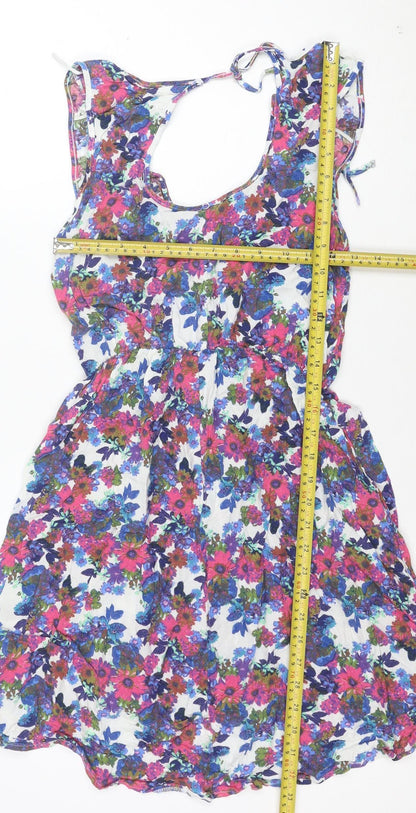 Next Women's Multicoloured Floral Skater Dress Size 10 Sleeveless