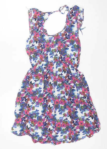 Next Women's Multicoloured Floral Skater Dress Size 10 Sleeveless