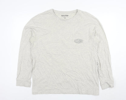 Jack & Jones Men’s Grey XL Long Sleeve Crew Neck T-Shirt