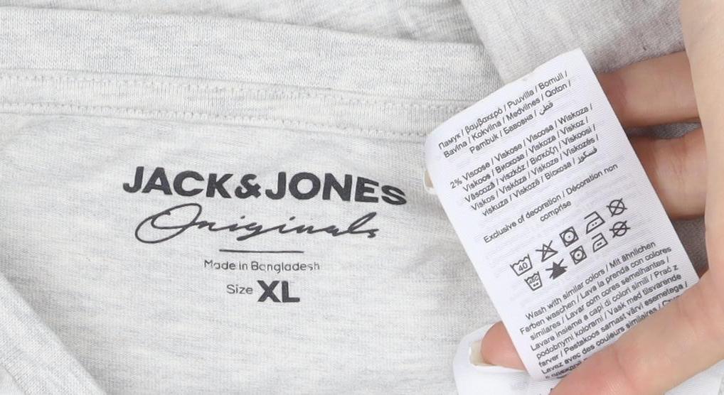 Jack & Jones Men’s Grey XL Long Sleeve Crew Neck T-Shirt