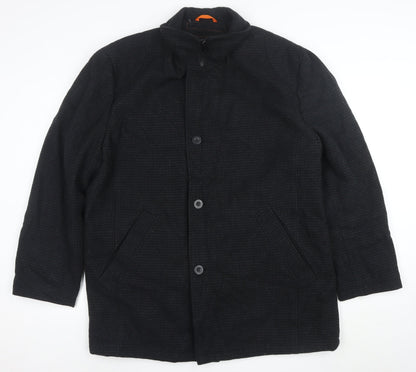 Dockers Men’s Black Wool Blend Overcoat XL Stand Collar