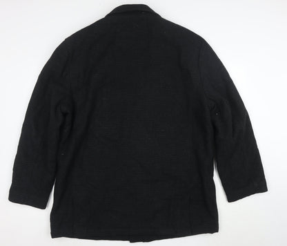 Dockers Men’s Black Wool Blend Overcoat XL Stand Collar