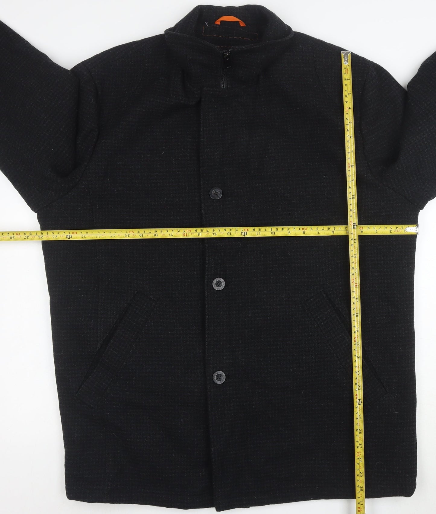 Dockers Men’s Black Wool Blend Overcoat XL Stand Collar