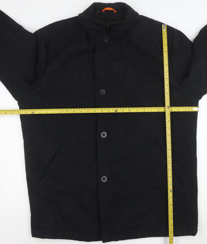 Dockers Men’s Black Wool Blend Overcoat XL Stand Collar