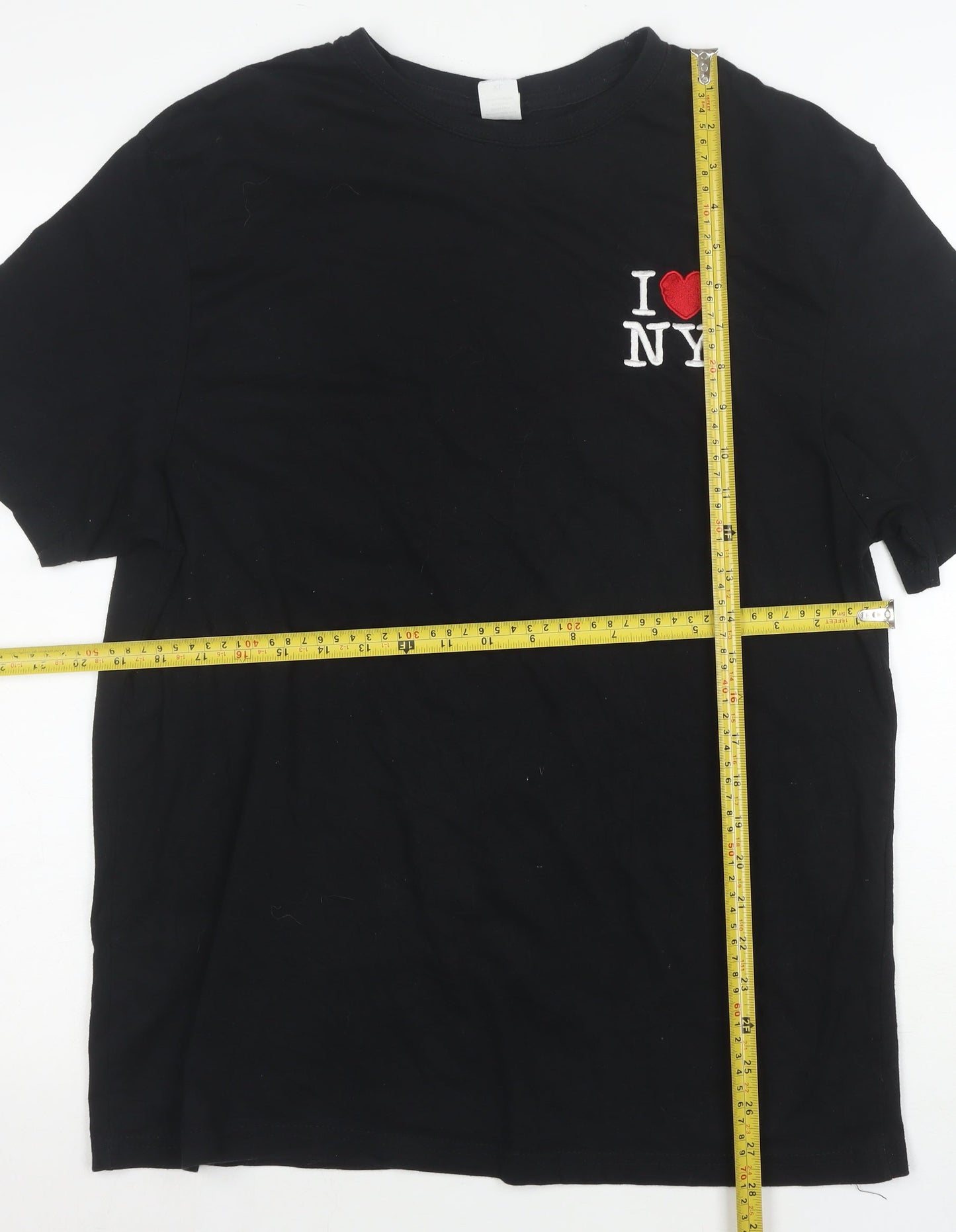 I Love NY Womens Black XL Graphic Embroidered Cotton T-Shirt