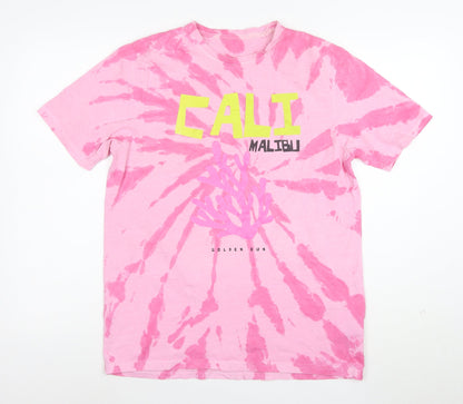 PSYCHIC HEARTS Women's Pink Tie-Dye Cali Malibu Cotton T-Shirt M