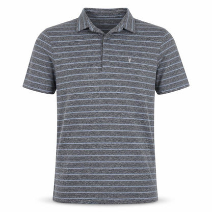 AllSaints Men's Grey Striped Slim Fit Polo Shirt XS