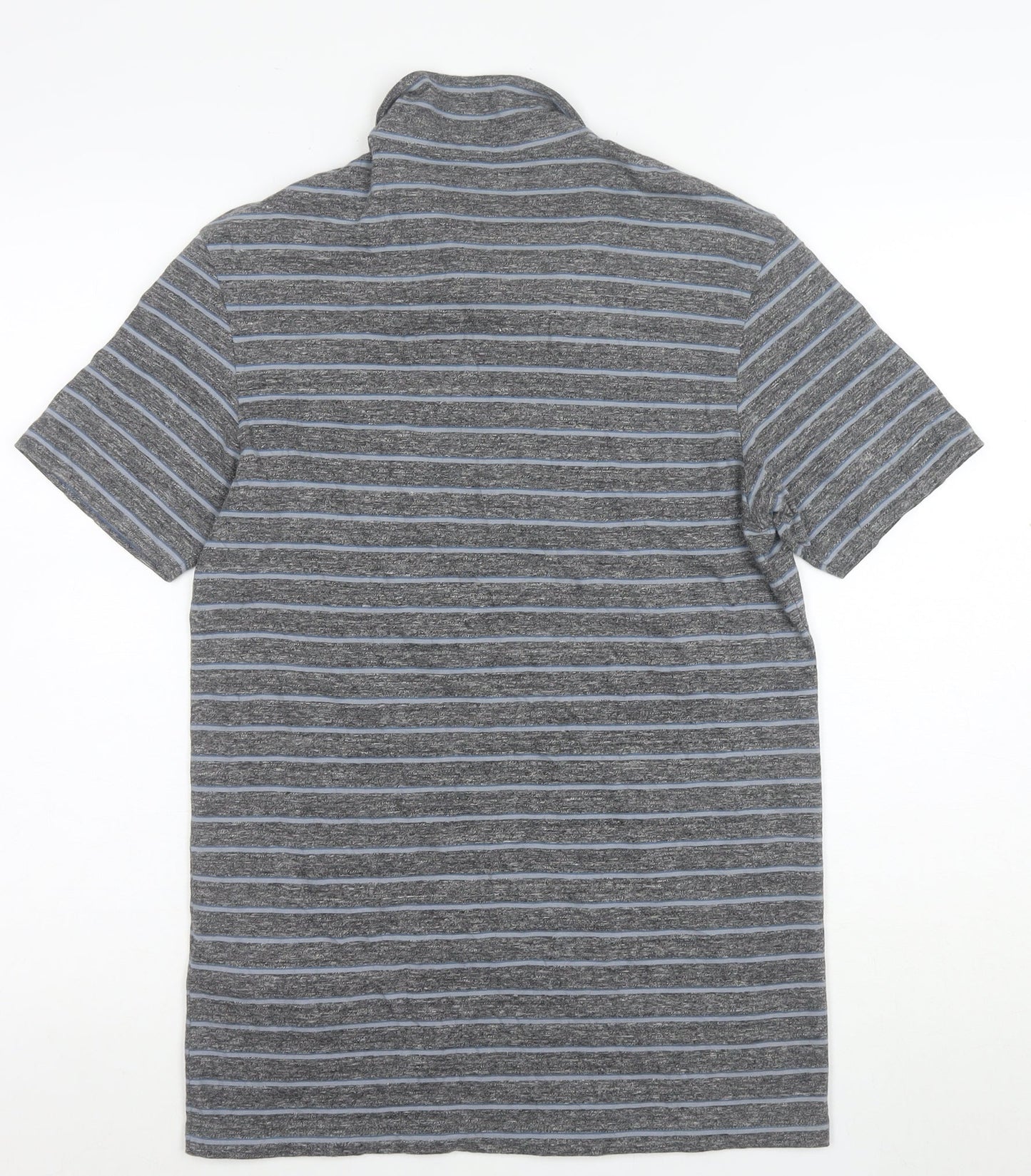 AllSaints Men's Grey Striped Slim Fit Polo Shirt XS