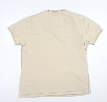 Rocha John Rocha Men's Beige Cotton Crew Neck Short Sleeve T-Shirt Size L
