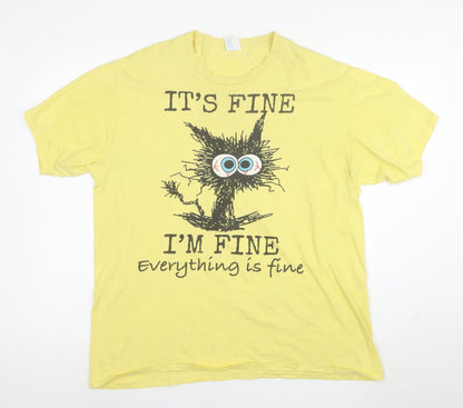 Port & Company Men's Yellow Funny Quote Graphic XL T-Shirt