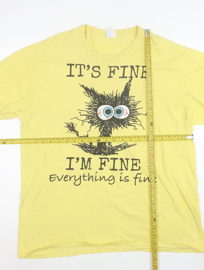 Port & Company Men's Yellow Funny Quote Graphic XL T-Shirt