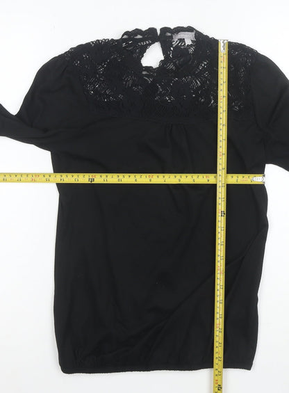 Red Herring Women’s Black Lace High Neck Blouse Size 8