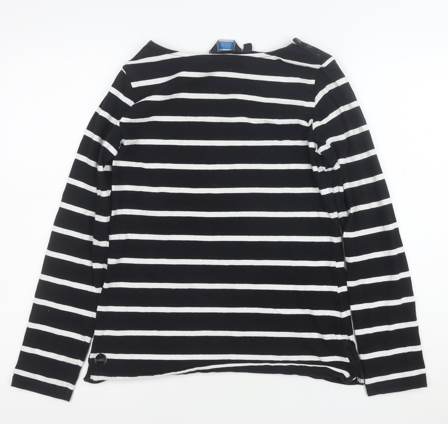 Regatta Women Black White Striped Cotton Long Sleeve T-Shirt Size 12