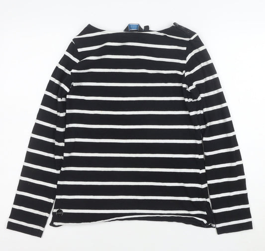 Regatta Women Black White Striped Cotton Long Sleeve T-Shirt Size 12