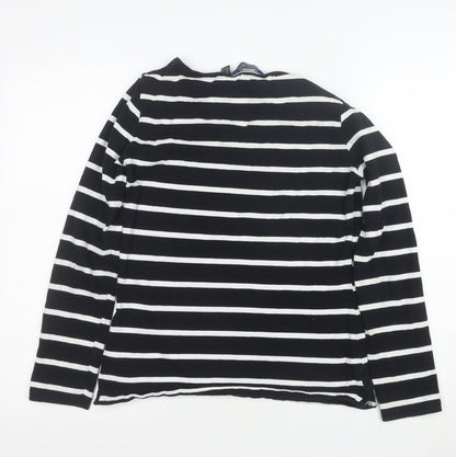 Regatta Women Black White Striped Cotton Long Sleeve T-Shirt Size 12