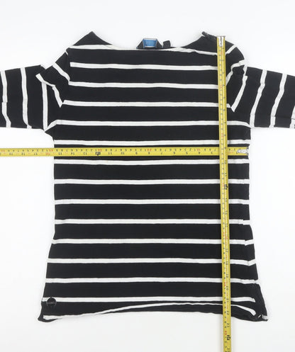Regatta Women Black White Striped Cotton Long Sleeve T-Shirt Size 12